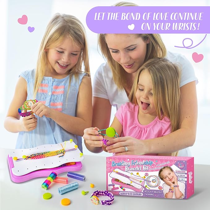 GIRLINK Friendship Bracelet Making Kit Toys - DIY Arts and Crafts Toys - String Bracelets Maker Craft for Ages 6-12 Best Valentine's Day Gift Birthday Gifts Ideas for Girls