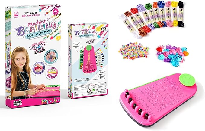 Lreyrous Kids DIY Hand Rope Weaving Kit Personalized Fashion with Braider 4PCS Friendship Bracelet Kit Birthday Gift Holiday Gift Suitable for Children Over 6 Years Old