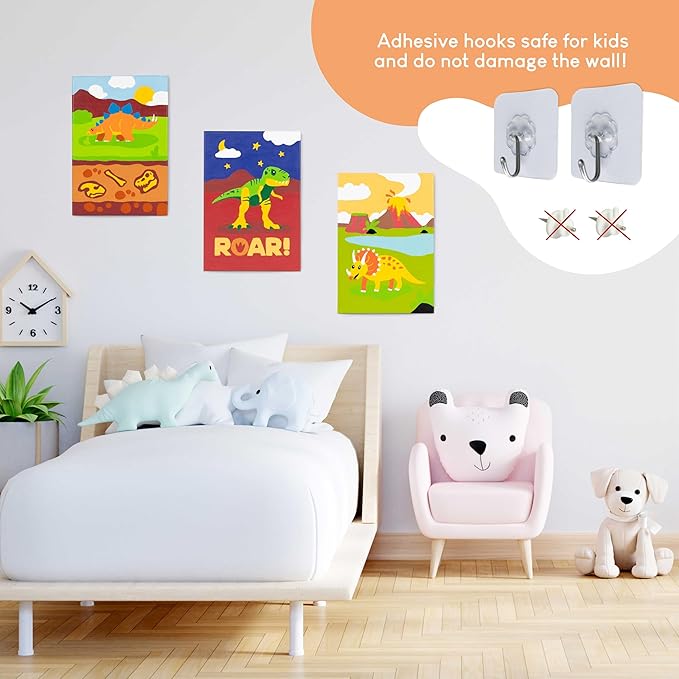 BONNYCO Paint by Numbers Kit for Kids Dinosaurs Pack 3 Canvas Paint by Number Canvas, Dinosaurs Gifts for Boys, Arts and Crafts, Kids Paint by Number Kits, Pre Drawn Canvas for Painting for Kids