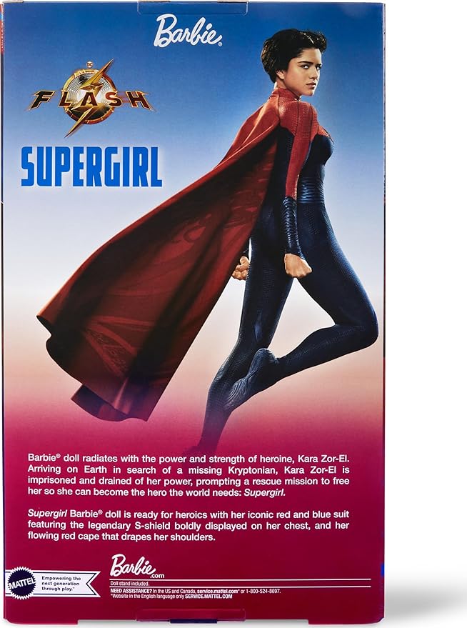 Barbie Supergirl Collectible Fashion Doll from The Flash Movie Wearing Red & Blue Suit with Cape, Display Stand Included (Amazon Exclusive)