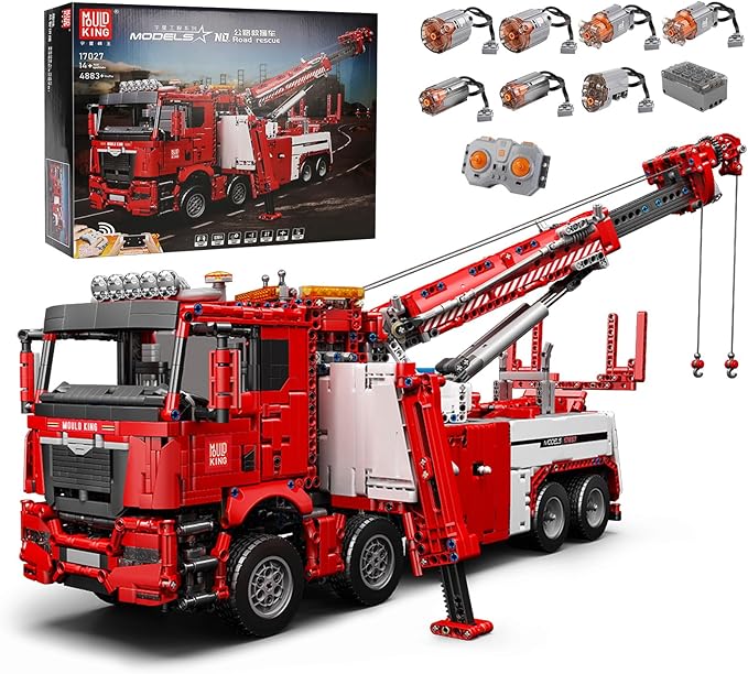 Mould King 17027 Road Rescue Vehicle Building Block Kits, MOC Building Blocks Set to Build, Gift for Kids Age 8+/Adult Collections Enthusiasts (4883 Pieces with Motor/APP Remote Control)