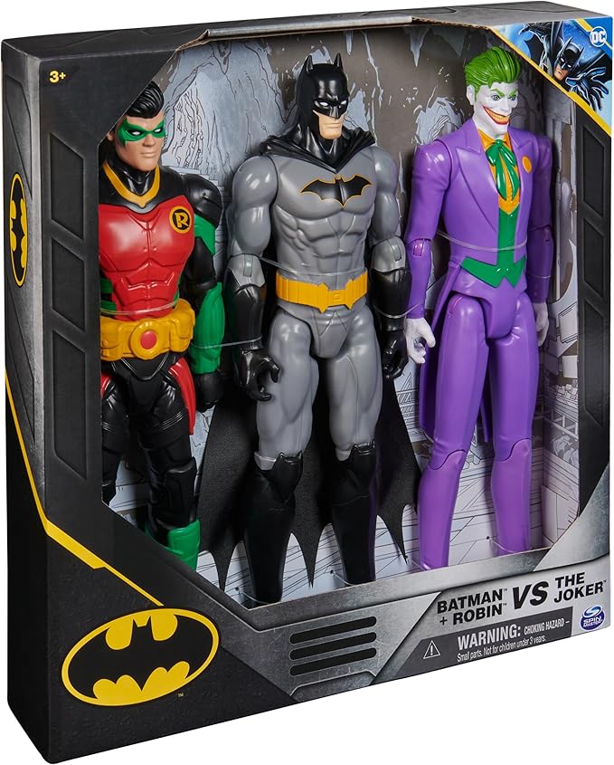 DC Comics, Batman Team Up 3-Pack, The Joker, Robin 12-inch Figures, Collectible Super Hero Kids Toys for Boys & Girls