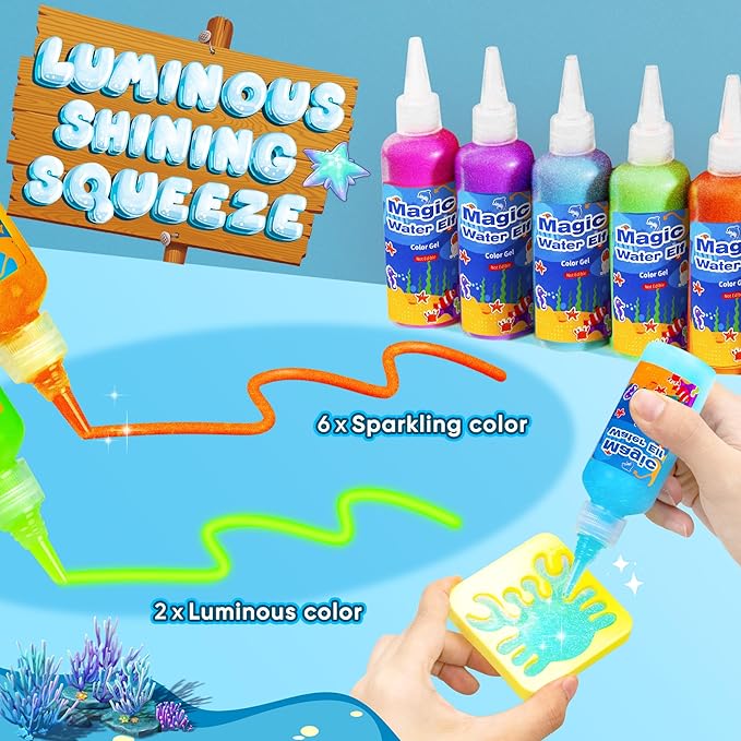 Magic Water Elf Toy Kit, Water Fairy Water Gel Kit, Aqua Animal Toy, Creative Magic Water Toy Creation kit, 60ml Capacity Water Elf Set with 18 Shape Molds, Children's DIY Marine Life (20 Colors)