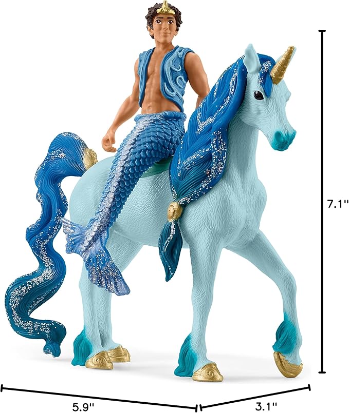 Schleich bayala 2-Piece Toy Playset for Girls and Boys Ages 5+, Mermaid Aryon with Blue Unicorn Toy