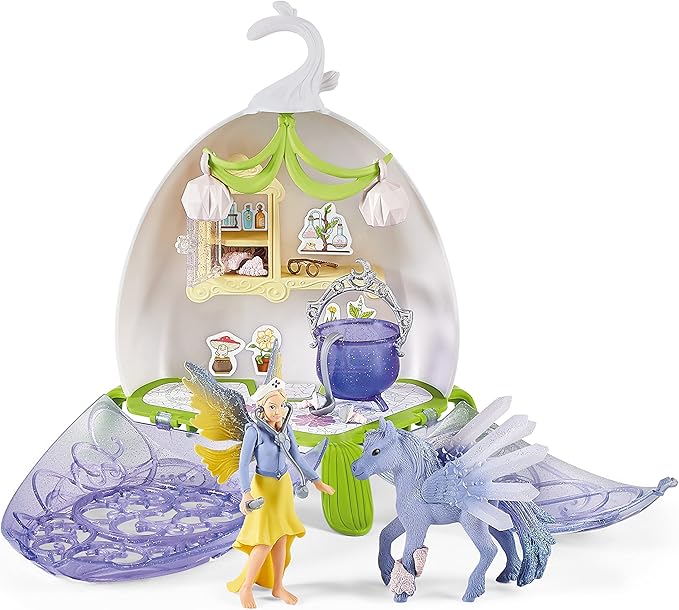 Schleich bayala, 14-Piece Playset, Fairy Toys for Girls and Boys Ages 5-12, Fairy Vet Blossom Toy Set