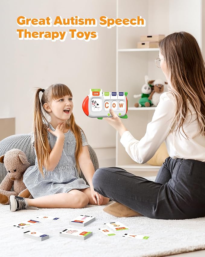 Alphabet Talking Flash Cards for Kids 3+ Years Old, Spelling Games, Teach Kids ABC Letters & Words, Montessori Learning Toys, Combine Words Based on Pictures, for Preschool Boys Girls