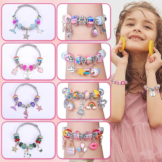 VICTLOV Charm Bracelet Making Kit, DIY Craft for Girls, Unicorn/Mermaid Crafts Gifts Set for Arts and Crafts for Girls Teens Ages 5-12