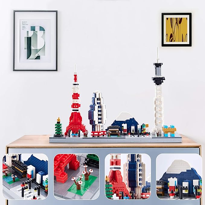 Architecture Sets Micro Mini Blocks Japan Tokyo Skylines Building Kit Famous Landmark Collection Model Set for Adults 1880 Pieces