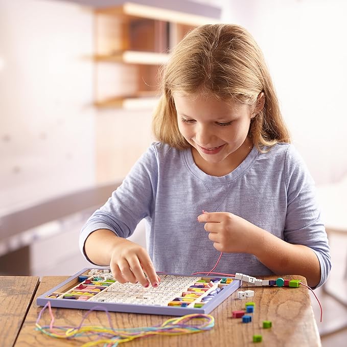 Melissa & Doug Created by Me! Alphabet Beads Deluxe Wooden Stringing Beads, 200+ Beads and 8 Laces for Jewelry-Making
