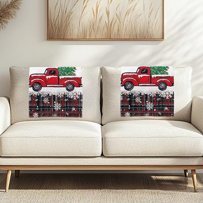 Christmas Decor Truck Recliner Headrest Protector Wear Resistant Head Rest Cover for Recliner Soft Sofa Arm and Head Protectors for Home Couch Loveseats Decoration 2pcs