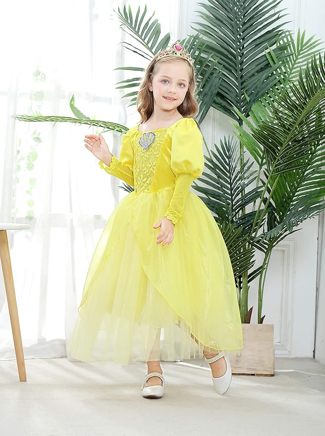 Dressy Daisy Girls Princess Dress Up Costume Mermaid Halloween Xmas Birthday Parties Long Sleeve Size 4-5 Yellow