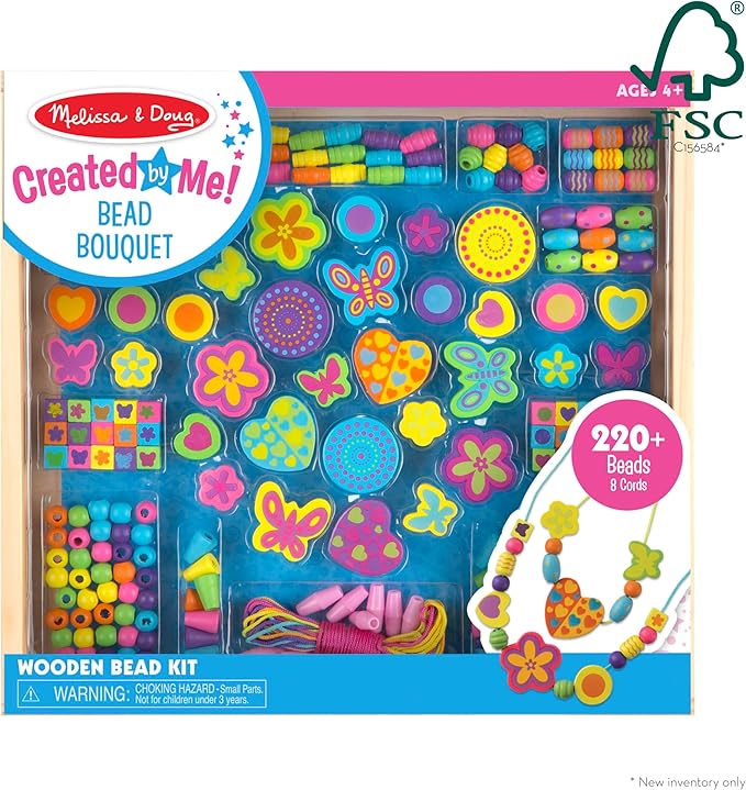 Melissa & Doug Created by Me! Bead Bouquet Deluxe Wooden Bead Set With 220+ Beads for Jewelry-Making