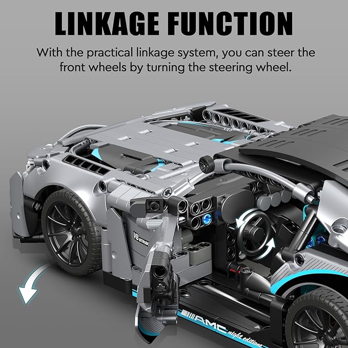 Racing Car Building Kit for Adults,1:14 MOC Super Sports Car Building Blocks Construction Sets, Buildable Supercar Model for Kids Gift Giving or Collection(1466pcs)