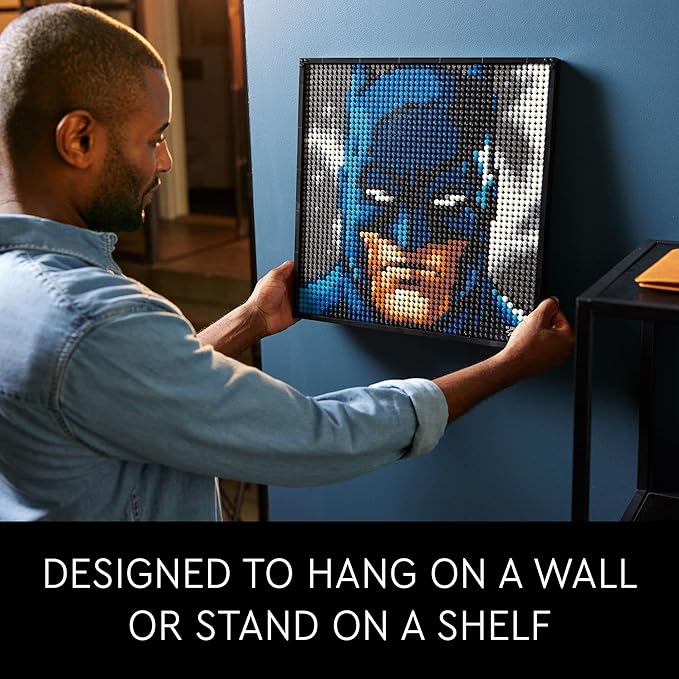 LEGO Art Jim Lee Batman Collection 31205 Building Blocks - Superhero Canvas Wall Decor with Joker, Harley Quinn, or Batman Portraits, DC Comics DIY Poster, Gift Idea for Men, Women, and Adults