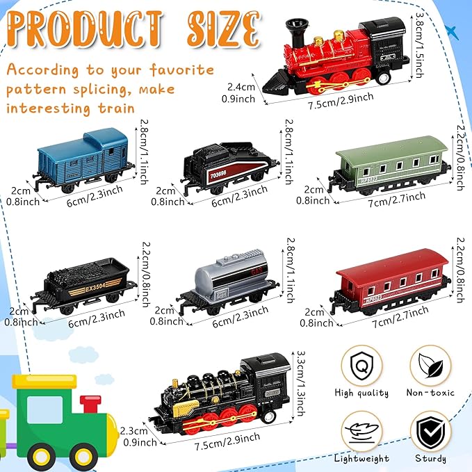 Hanaive 2 Sets Train Toys Small Alloy Retro Simulation Steam Pull Back Train Model Diecast Locomotive for Boys Girls Birthday Party Favor Classroom School Reward Gifts