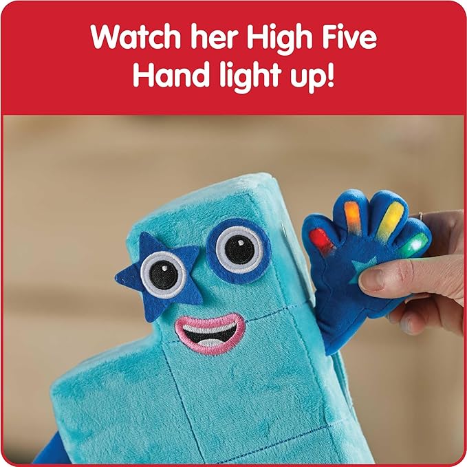 hand2mind Sing-Along Numberblock Five, Music Toys, Numbers for Toddlers, Preschool Learning Math Toys, Light Up Stuffed Animal Plushies, Counting Blocks, Kids Birthday Gifts, Easter Basket Stuffers