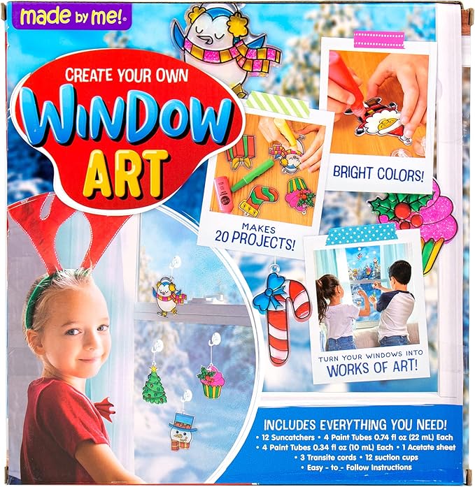 Made By Me Create Your Own Holiday Window Art, Christmas Ornament Kits, Arts & Crafts Activities, Days of Christmas Gifts for Kids Ages - 6+