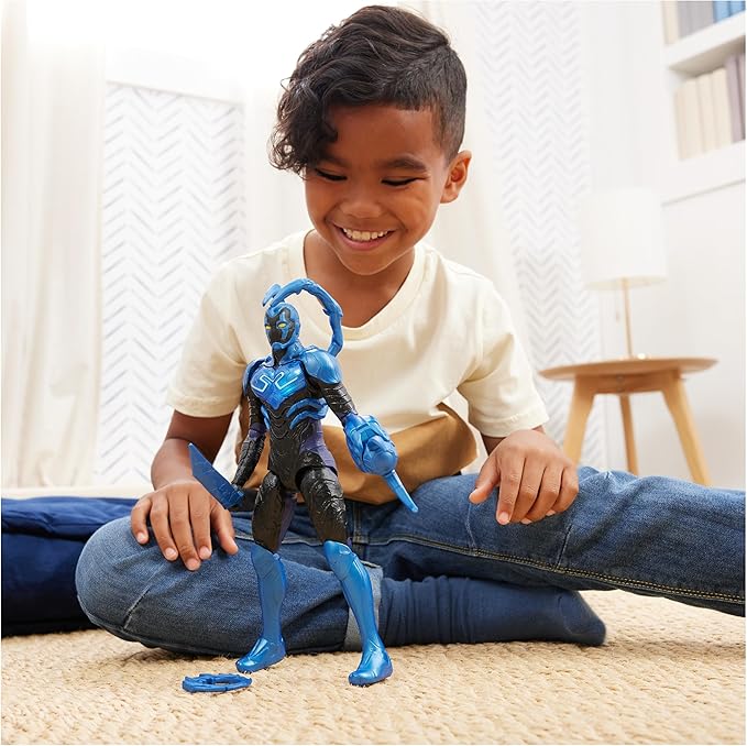 DC Comics, Battle-Mode Blue Beetle Action Figure, 12-inch, Lights & Sounds, Easy to Pose, Movie Superhero Kids Toys for Boys & Girls, Ages 4+ (Pack of 4)
