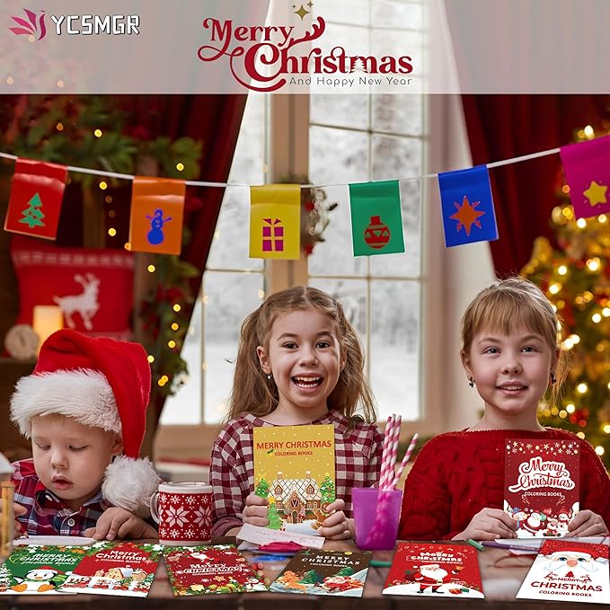 48 Pack Christmas Coloring Books for Kids Girls Boys, Xmas Holiday Party Favors Gifts Bulk Coloring Books, Xmas Stockings Goodie Bags Stuffer Filler Fun Holiday Party Supplies