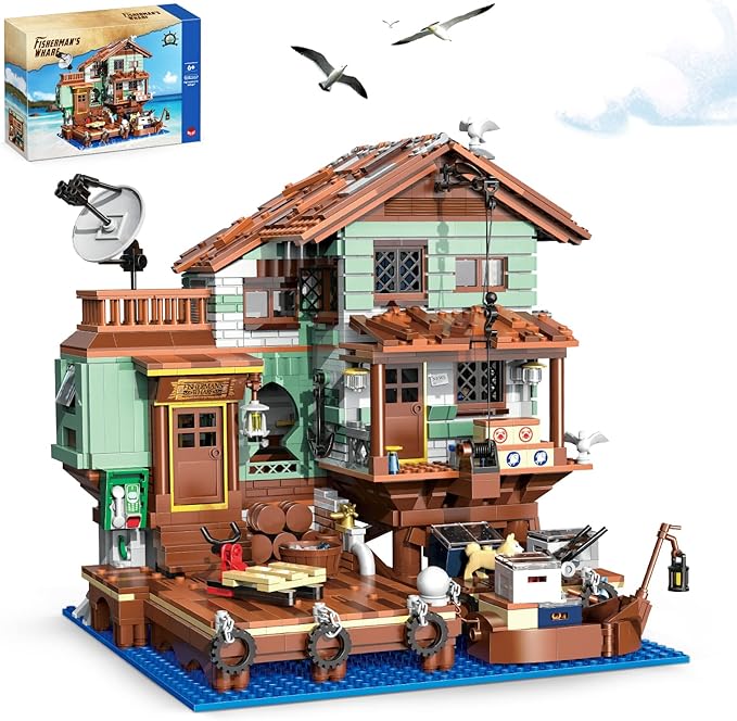 Fisherman's Wharf House Mini Bricks Building Kit, Ideas Creative Architecture Building Toys Birthday Gift for Adult Boys Girls -2046 Pieces (Not Compatible with Lego Set)