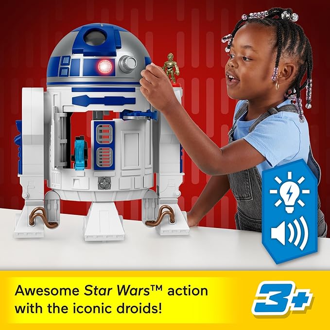 Fisher-Price Imaginext Star Wars Toy R2-D2 (17.5 in Tall) with Lights Sounds & C-3P0 Metal Character Key for Kids Ages 3+ Years