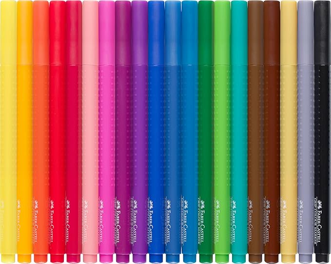 Faber-Castell Grip Color Markers - 20 Washable Fineline Markers