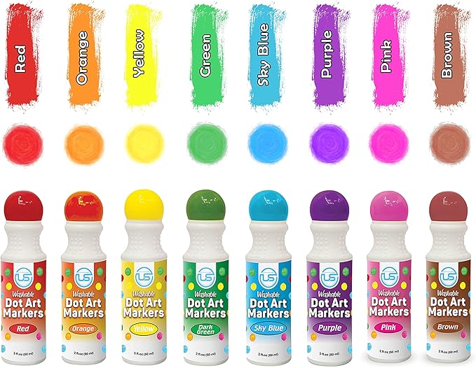 Dot Markers, Bingo Daubers, Washable 8 Colors Dot Markers for Toddlers and Kids Dot Art. Toddler arts and crafts