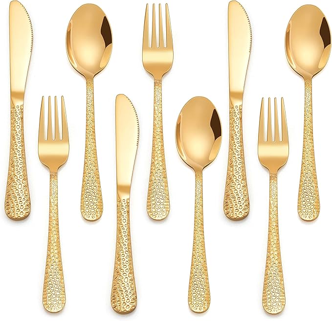 HaWare 9-Piece Toddler Kids Silverware Set, Stainless Steel Hammered Flatware, Preschooler Eating Utensils Includes 3 Spoons 3 Forks 3 Knives, Metal Children Cutlery for Home School, Mirror Finished