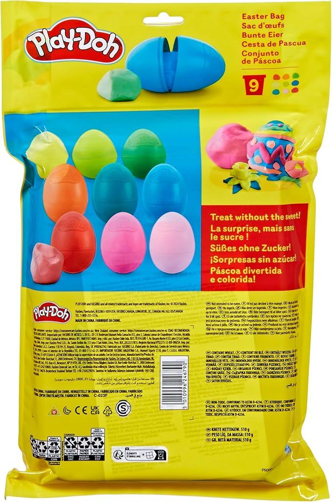Play-Doh Easter Eggs Bag 9 Pack, 2 Ounces Each, Assorted Colors, Preschool Crafts for Kids 2 Years and Up, Easter Basket Toys
