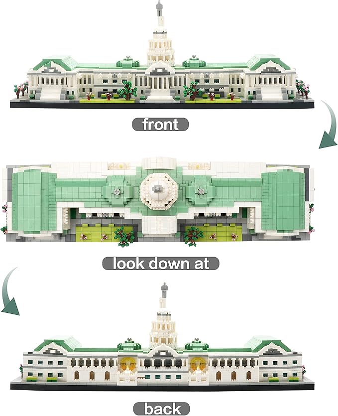 Micro Mini Blocks United States Capitol Building Architecture Model Famous Landmark Collection Set, Toys Presents for Adult and Kid Age of 14+ 3630 PCS