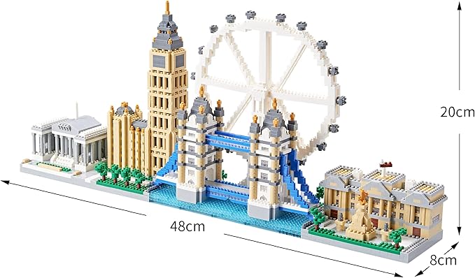 Architecture Micro Building Blocks Set London Skylines Series for Adult and Children Assembly, 3D Toy for Ages of 14+ - 3430 Pieces