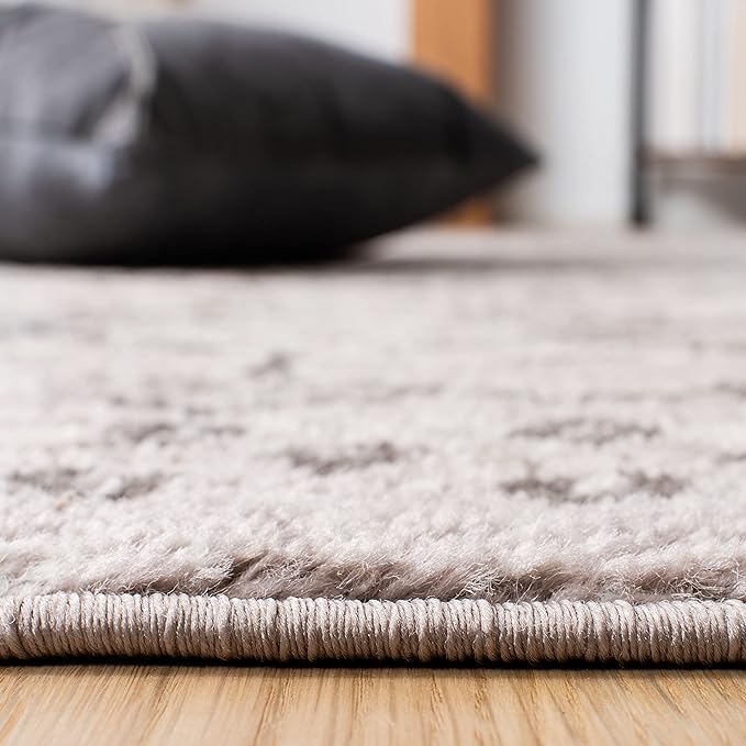 SAFAVIEH Amsterdam Collection Runner Rug - 2'3" x 18', Light Grey & Brown, Moroccan Boho Design, Non-Shedding & Easy Care, Ideal for High Traffic Areas in Living Room, Bedroom (AMS108F)
