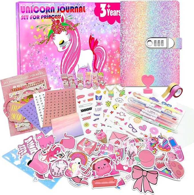 DIY Journal Kit for Girls,Diary for Girls with Lock,DIY Journal Set for Tween & Teen Girls, Stationery Set, Diary Supplies Set, Journaling Art Crafts Kit, Ideal Gifts for Girl