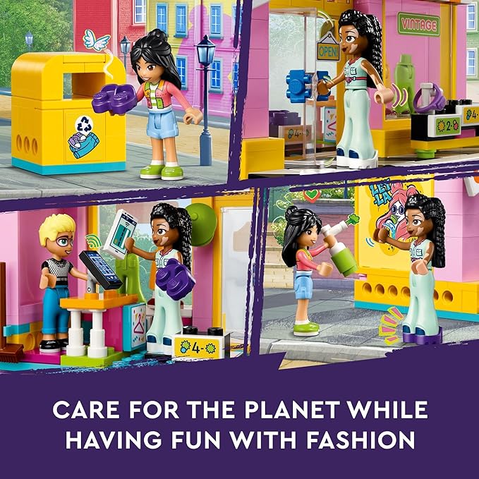 LEGO Friends Vintage Fashion Store, Social-Emotional Toy, Buildable Model, Role-Play Gift Idea for Kids Aged 6 Years Old and Up, Mini-Doll Characters and Cat Figure, Play Together Toy, 42614