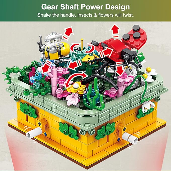 Toy Building Block, Insect Flowers Collection 4 in 1 Model Kit Bricks, Creative Insects Building Block Sets, Hobbies Christmas Birthday Gift for Nature Lovers Adult Kids Boys Girls 8+