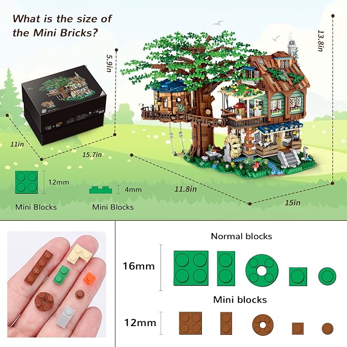 Idea Tree House Bricks Model Toys Set, Forest House Building Blocks Street View Sets, for Adults Ages 14+ Tree House Display 4761 PCS（Not Compatible with Lego Set ）