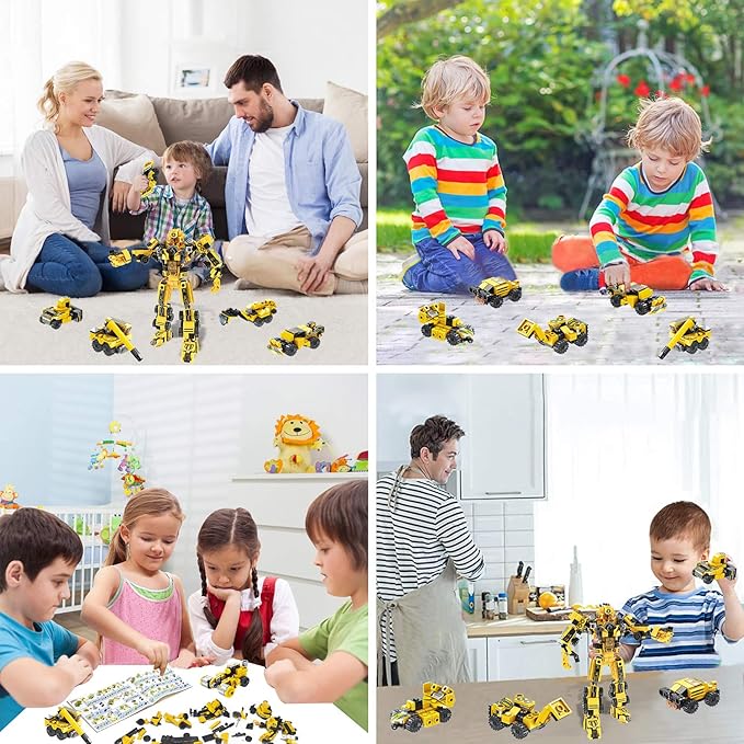 Robot STEM Building Toys for 6 Year Old Boys, 573 pcs Construction Toy Engineering Building Bricks Construction Vehicles Kit Best Gift for Kids Age 6 7 8 9 10 11 Year Old