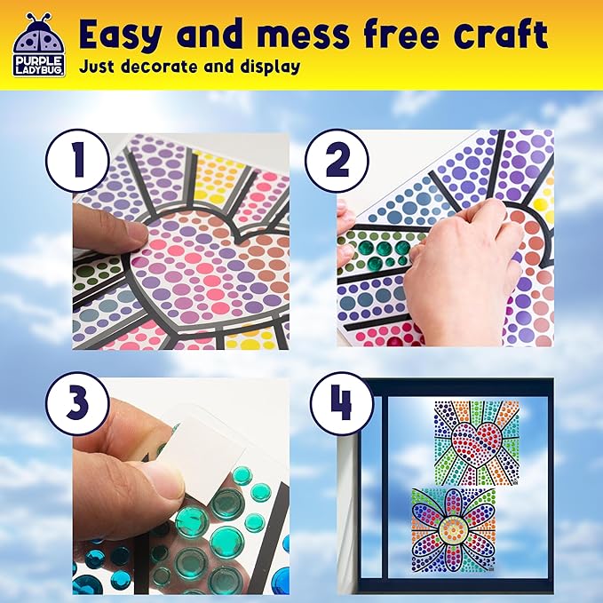 PURPLE LADYBUG Sungemmers Window Diamond Art Suncatcher Kits – Kids Easter Basket Stuffers, Gifts for 6-10 Year Old Girls & Boys, Birthday Arts & Crafts for Kids Ages 8-12 6-8