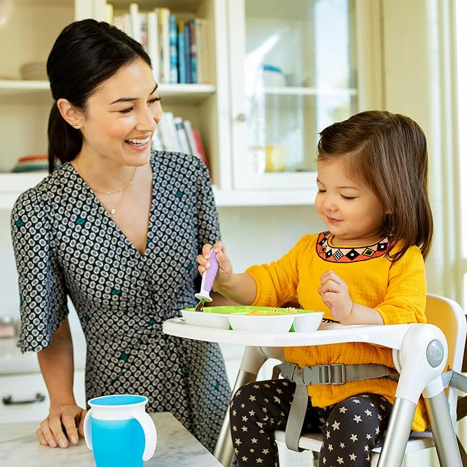 Munchkin® Raise™ Toddler Fork and Spoon Utensil Set, Rest Keeps Tip Off Table, BPA Free, 6 Pack, Purple
