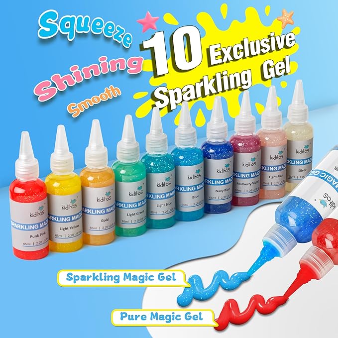 Magic Water Elf Toy Kit, Aqua Fairy Water Gel Kit with 20 Magic Gels, 10 Sea Creature Molds. Christmas Gifts, Birthday Gifts, Party Favors, Arts & Crafts DIY STEM for Kids(20 Colors)