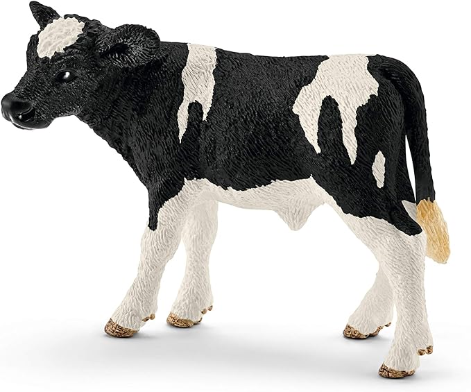 Schleich Farm World, Farm Animal Toys for Kids and Toddlers, Black and White Baby Holstein Cow Toy, Ages 3+, Multicolor, 2 inch