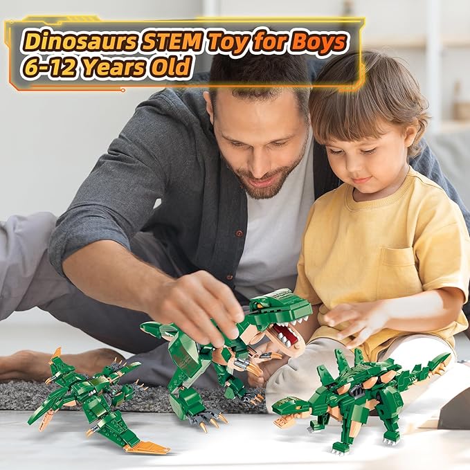 STEM 3 in1 Dinosaurs Building Blocks Toys for Kids Age 6-10 Year Old, Compatible with Lego, Educational Building Sets Best Gifts for Boy 6-10 (287PCS)