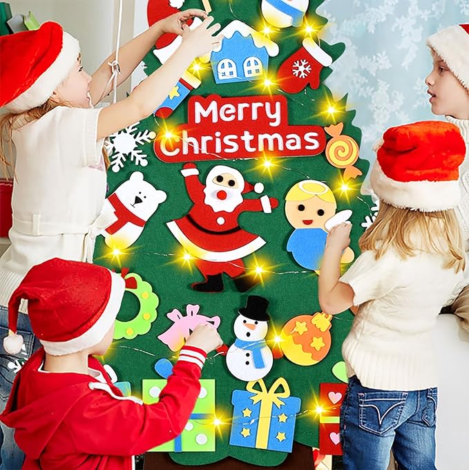 Felt Christmas Tree - 3.4 FT Christmas Decorations for Toddlers with 30 Pcs Ornaments,DIY Xmas Gifts for Door Wall Hanging Decorations