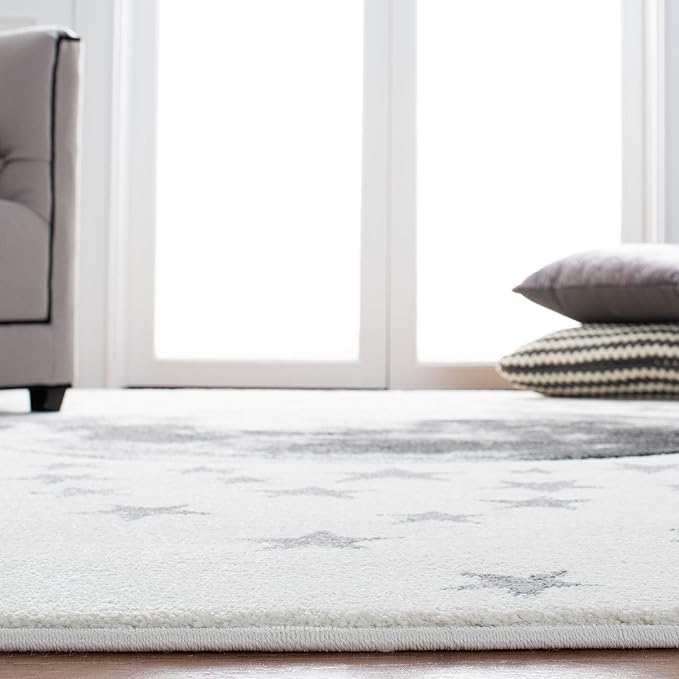 SAFAVIEH Carousel Kids Collection Accent Rug - 3'3" x 5'3", Ivory & Grey, Non-Shedding & Easy Care, Ideal for High Traffic Areas for Boys & Girls in Playroom, Nursery, Bedroom (CRK135A)