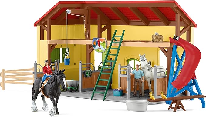Schleich Farm World, 30-Piece Playset, Farm Toys and Farm Animals for Kids Ages 3-8, Horse Stable 10.5 x 49 x 34.5 cm
