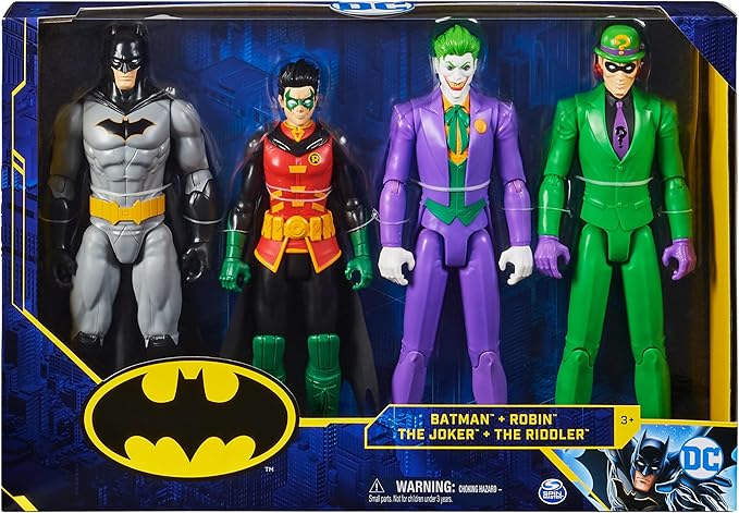 DC Comics, Batman 12-Inch Action Figure Collectible 4-Pack, Toys for Kids and Collectors Ages 3 and up (Styles May Vary)