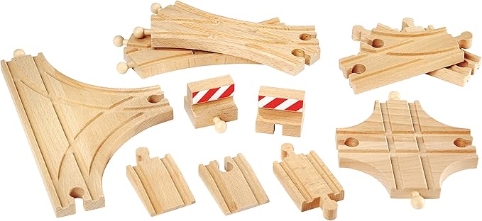 BRIO World 33307 - Advanced Expansion Pack - 11 Piece Set of Wooden Train Tracks for Kids | Train Set Expansion | Fun Learning Toy | Compatible with All Railway Toys | FSC Certified
