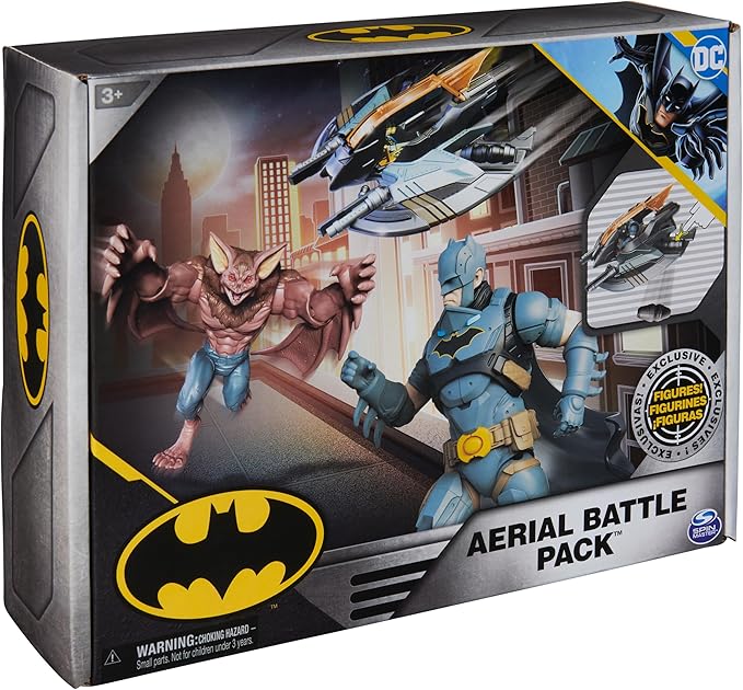 DC Comics, Batman Aerial Battle Pack (Amazon Exclusive), Batwing Vehicle, 4-inch Batman & Man-Bat Action Figure, Super Hero Kids Toys for Boys & Girls