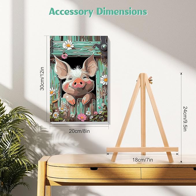 MISCER 4 Pack Animals Paint by Numbers for Adults Beginner, Paint by Number Kits with Easel, DIY Acrylic Oil Painting Suitable for Home Decoration (8 * 12 Inch)