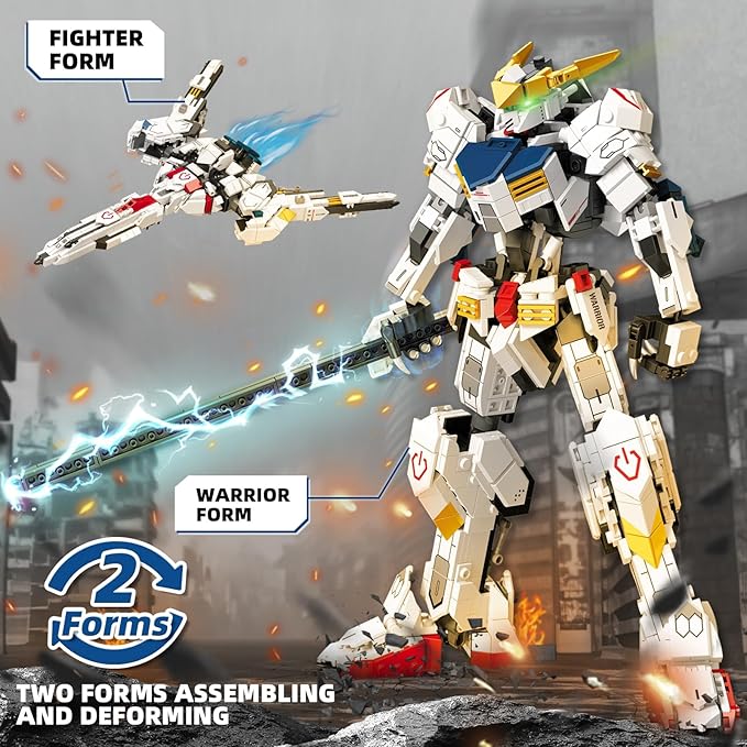 Transforming Robot Building Set for Adults, 2 in 1 City Warrior Mech & Fighter Jet Building Toy Model, 952 Pcs Creative Collectible Gift for Boys Kids 8-12